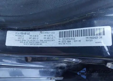 2016 Chrysler 200 Limited Platinum z USA, uszkodzony, nr VIN 1C3CCCAB7GN185123